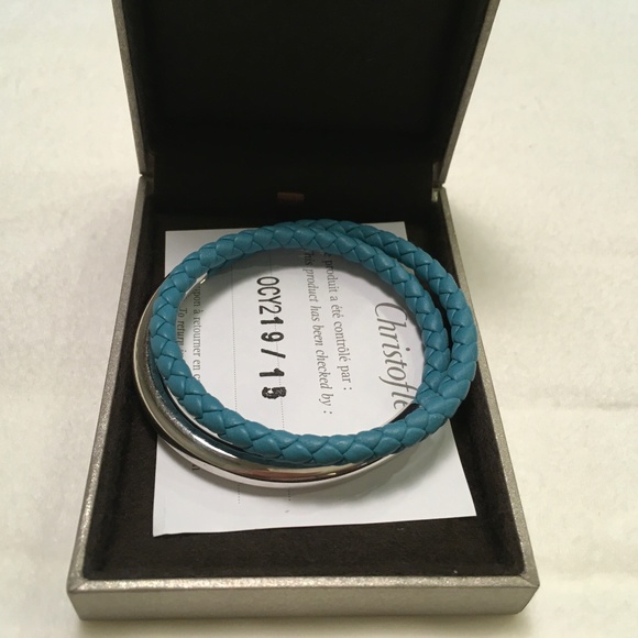 CHRISTOFLE Duo Complice Silver (925)  Leather Wrap Bracelet Turquoise Sm… - Picture 13 of 14